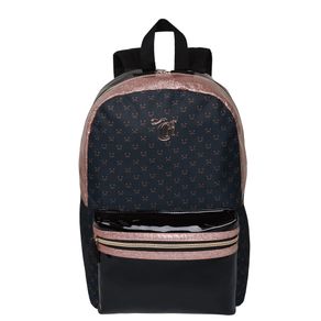 Mochila Grande Capricho Hello Preto e Dourado