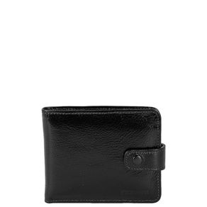 Carteira em Couro Masculina com Fecho e Porta Moedas - Preto