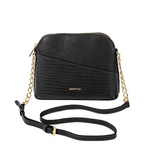 Cross Bag em Couro Pequena Sestini Terrene - Preto