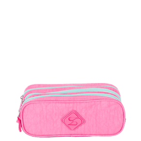 Estojo 3 Compartimentos Crinkle 2 Double Rosa - Pink