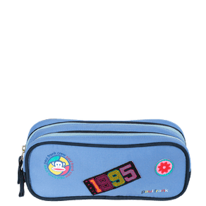 Estojo 2 Compartimentos Paul Frank Casual Patches - Azul