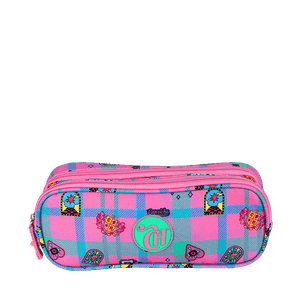 Estojo 2 Compartimentos Capricho Student School - Rosa Claro