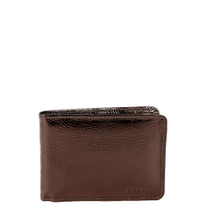 Carteira em Couro Masculina com Aba e Visor - Café