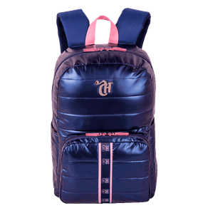 Mochila Grande Capricho Puffer Azul - Metálico