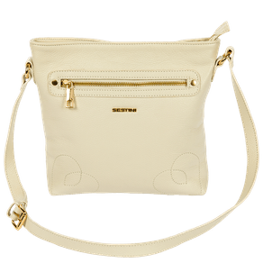 Cross Bag em Couro Média Sestini Lovebomb - Off White