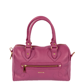 Bolsa Bowling Média Couro Sestini Lovebomb - Fucsia