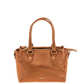 Bolsa Satchel Média 3 Compartimentos Couro Sestini Terrene - Savana