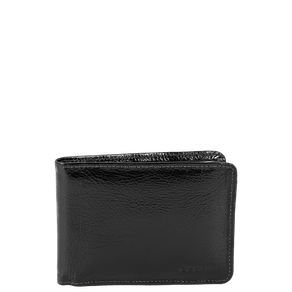 Carteira em Couro Masculina com Aba e Visor - Preto