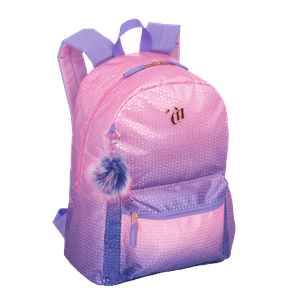Mochila Grande Capricho Paetê - Rosa com Lilás