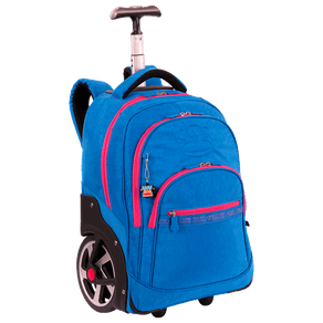 Mochila Carrinho Mega Rodas Paul Frank Classics Azul - Aquamarine