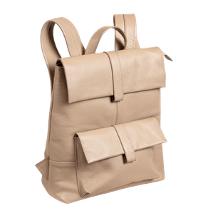 Mochila Grande de Couro com Tampa Notebook 15,6 Sestini Maya - Nude Mochila Grande com Tampa Notebook 15,6 Sestini Maya - Nude