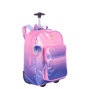 Mochila Carrinho Capricho Paetê - Rosa com Lilás