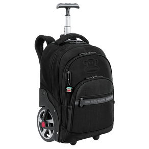 Mochila Carrinho Mega Rodas Paul Frank Classics - Preto