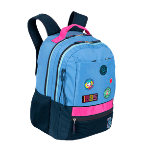 Mochila 2 Compartimentos Paul Frank Casual Patches - Azul