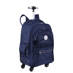 Mochila Carrinho 4 Rodas Paul Frank Styles -Silver N Blue